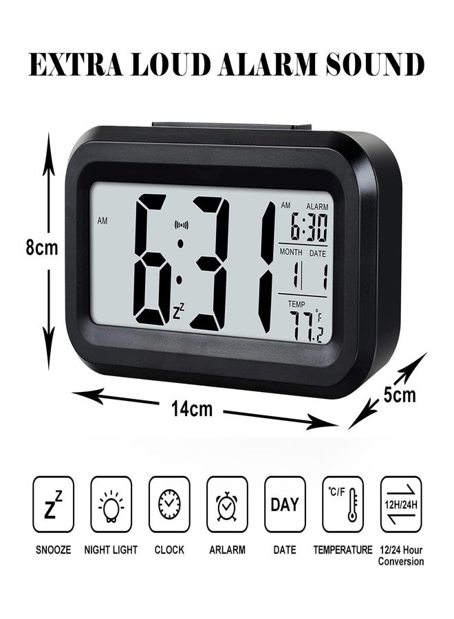 Sukee Digital Smart Operated Digital Clock | Alarm Table Clock with Automatic Sensor | Digital Alarm Clock for Bedrooms | Date & Temperature (Black) - Image 5